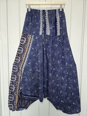 Women's 100% Silk Harem Pants Size S Drop-Crotch Boho Genie Festival Hippie